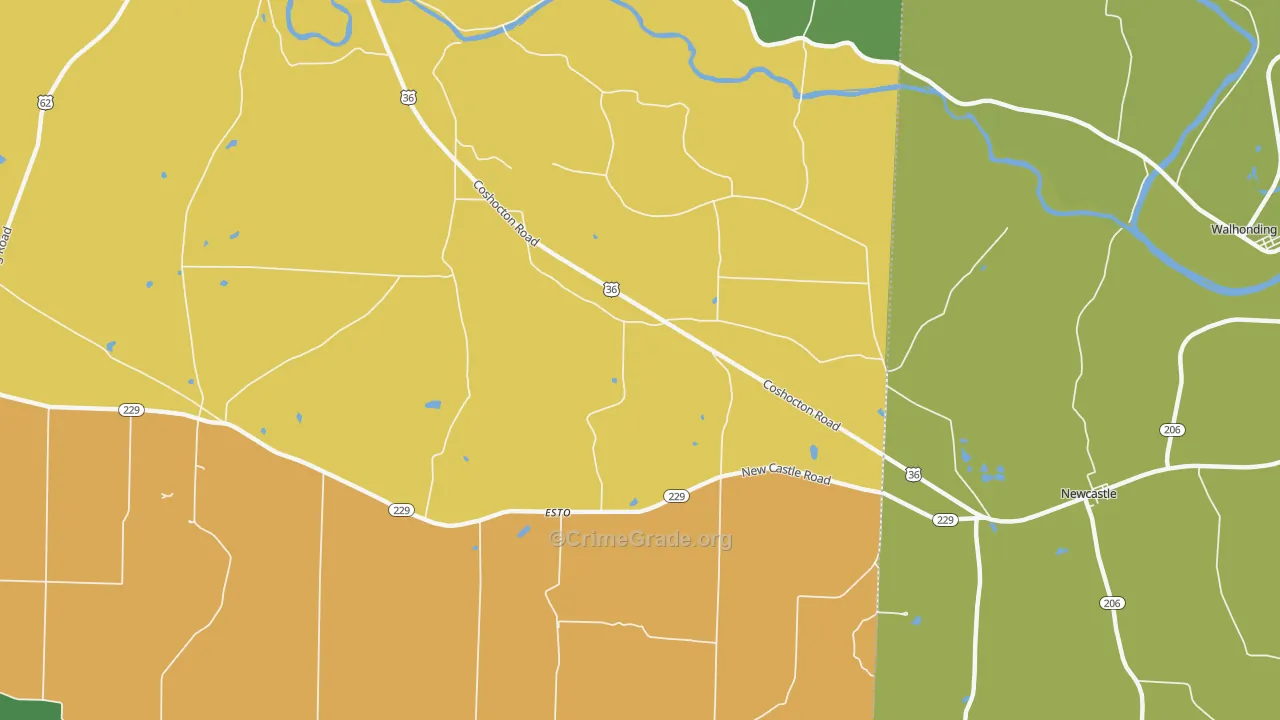 New Guilford, OH Map of Robbery Rates