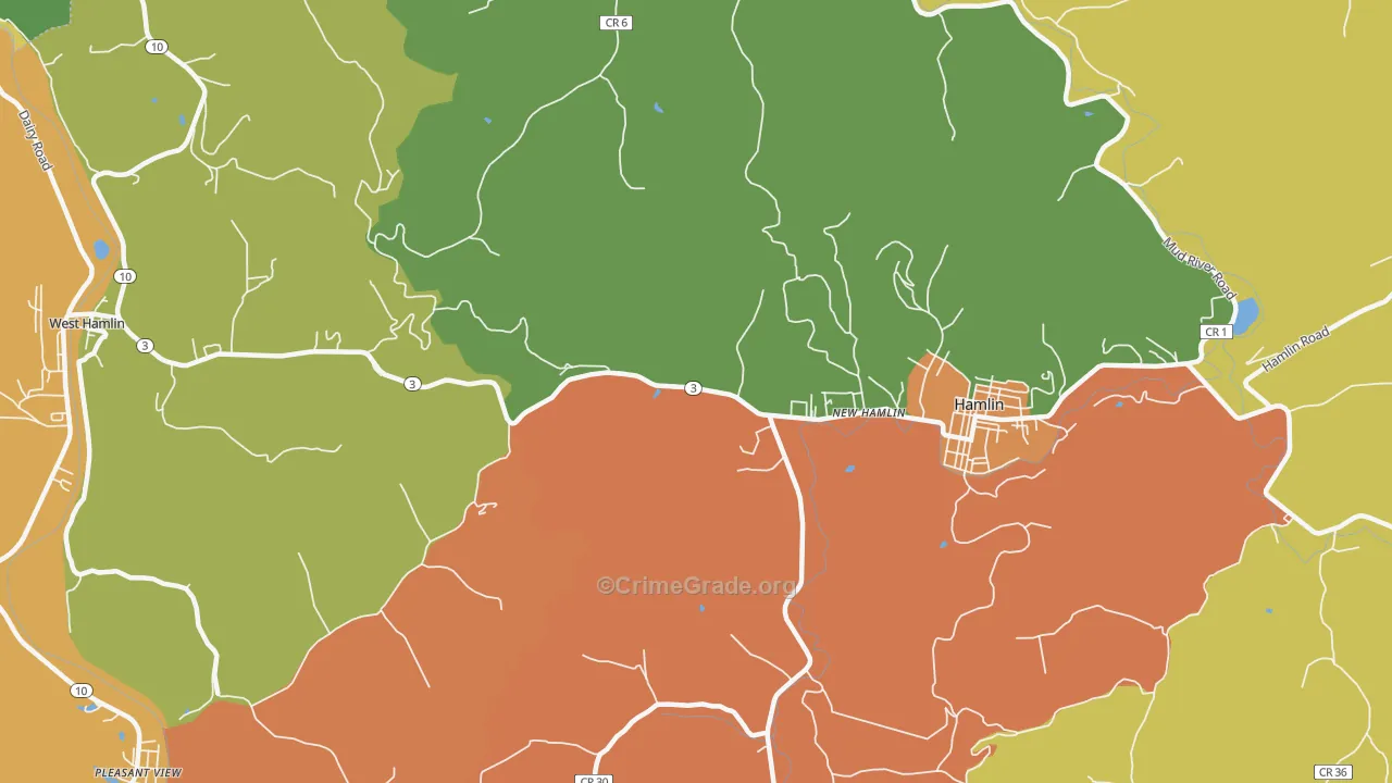 New Hamlin, WV Map of Robbery Rates