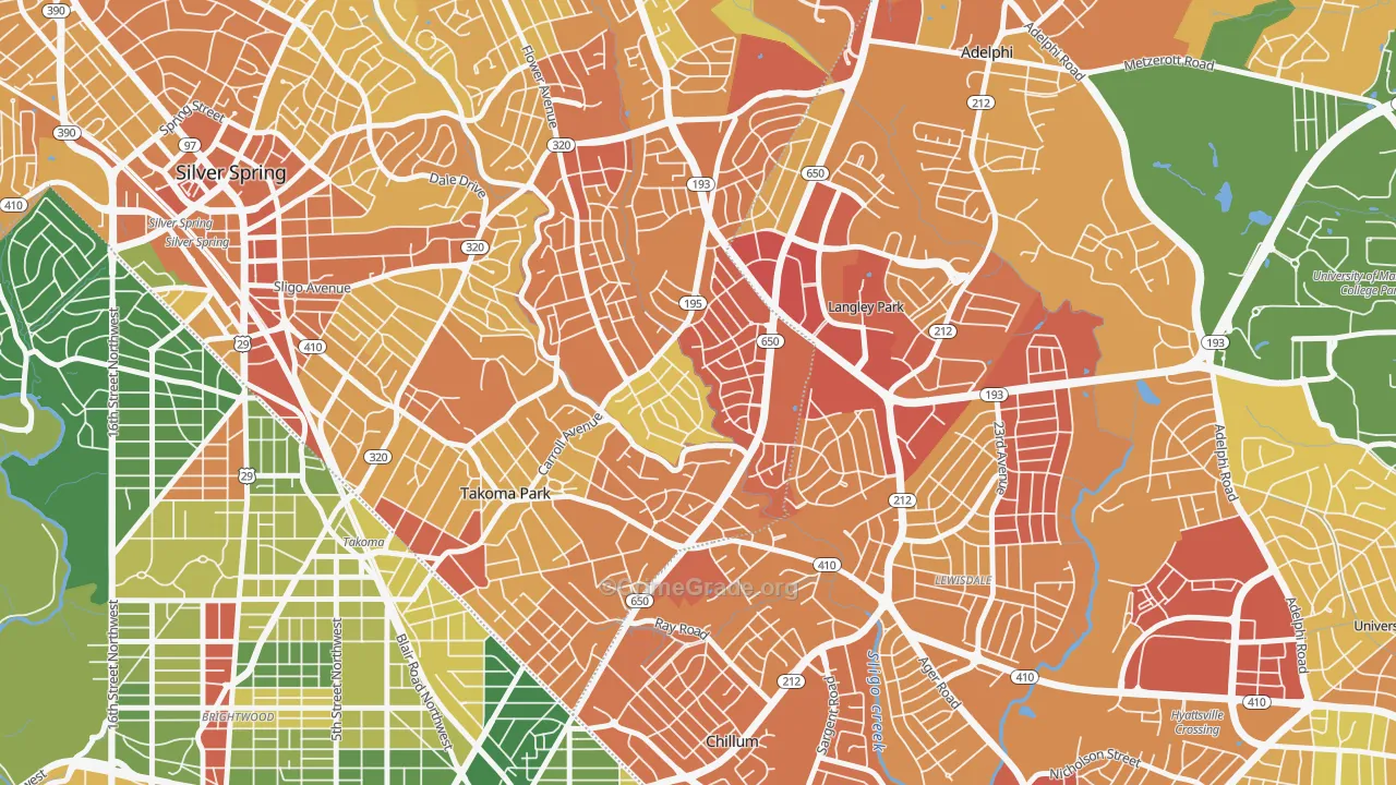 New Hampshire Gardens, Takoma Park, MD Map of Robbery Rates