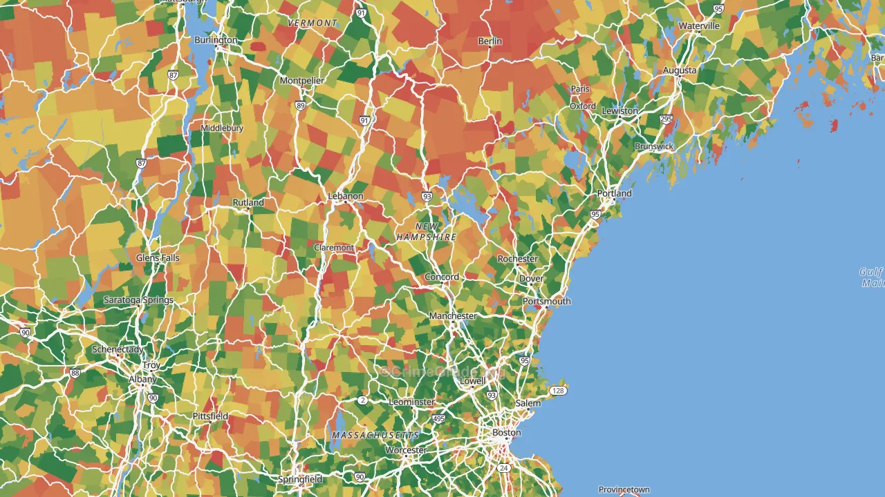 New Hampshire Map of Robbery Rates