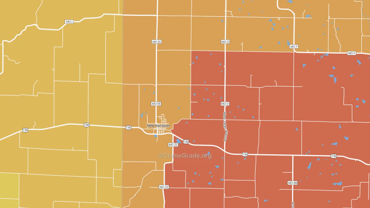 New Hampton, MO Map of Robbery Rates