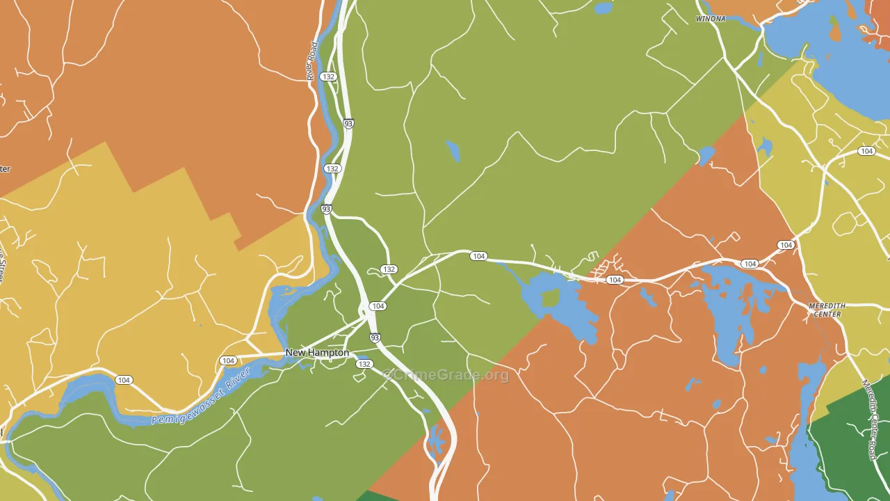 New Hampton, NH Map of Robbery Rates