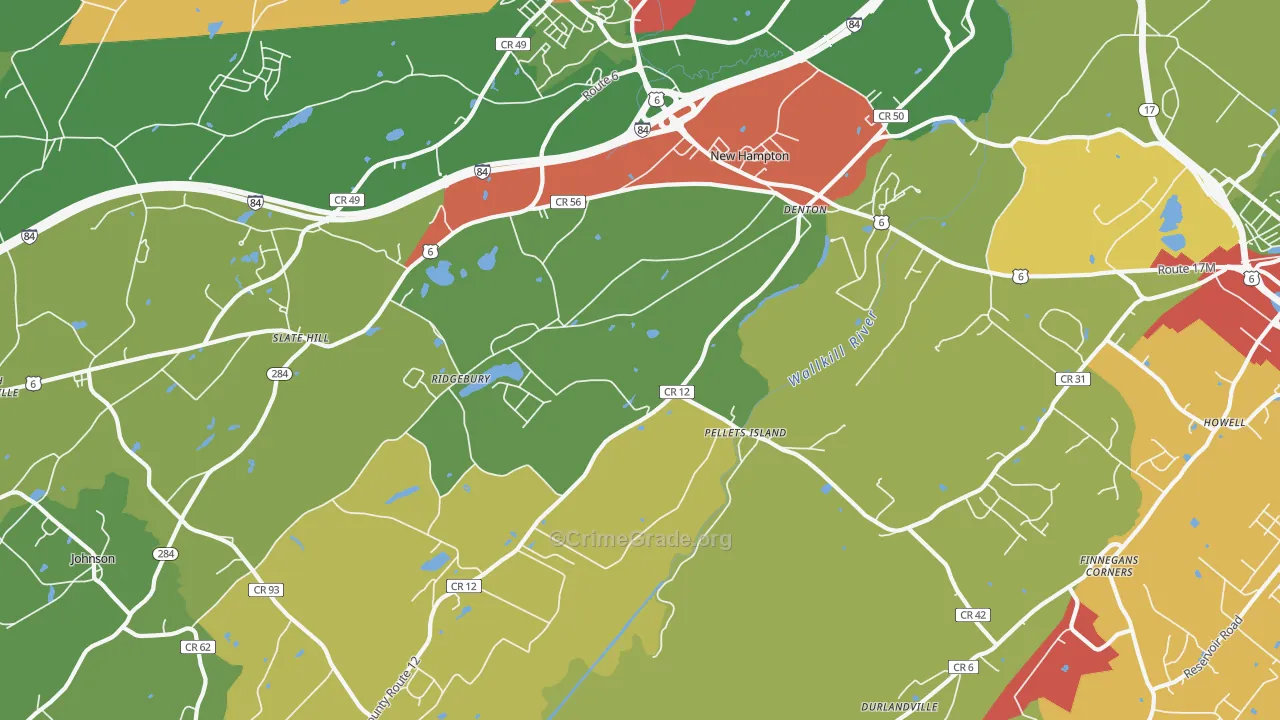 New Hampton, NY Map of Robbery Rates