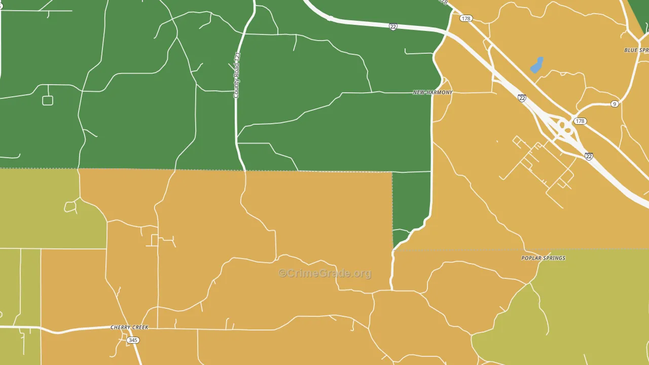 New Harmony, MS Map of Robbery Rates