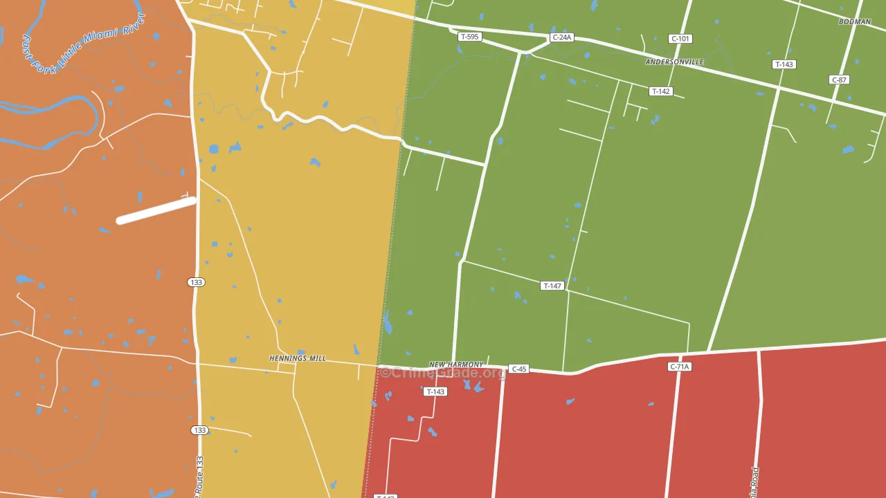 New Harmony, OH Map of Robbery Rates