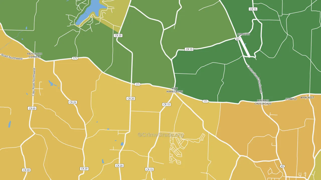 New Harrisburg, OH Map of Robbery Rates