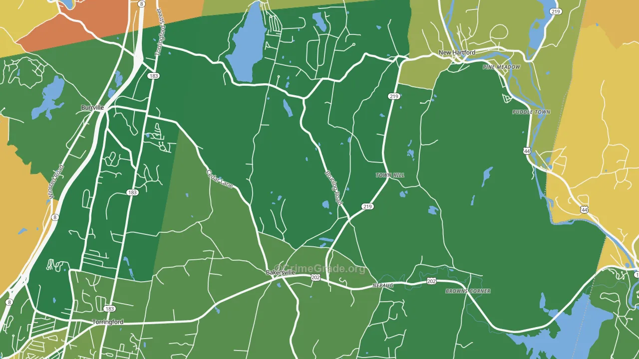 New Hartford, CT Map of Robbery Rates