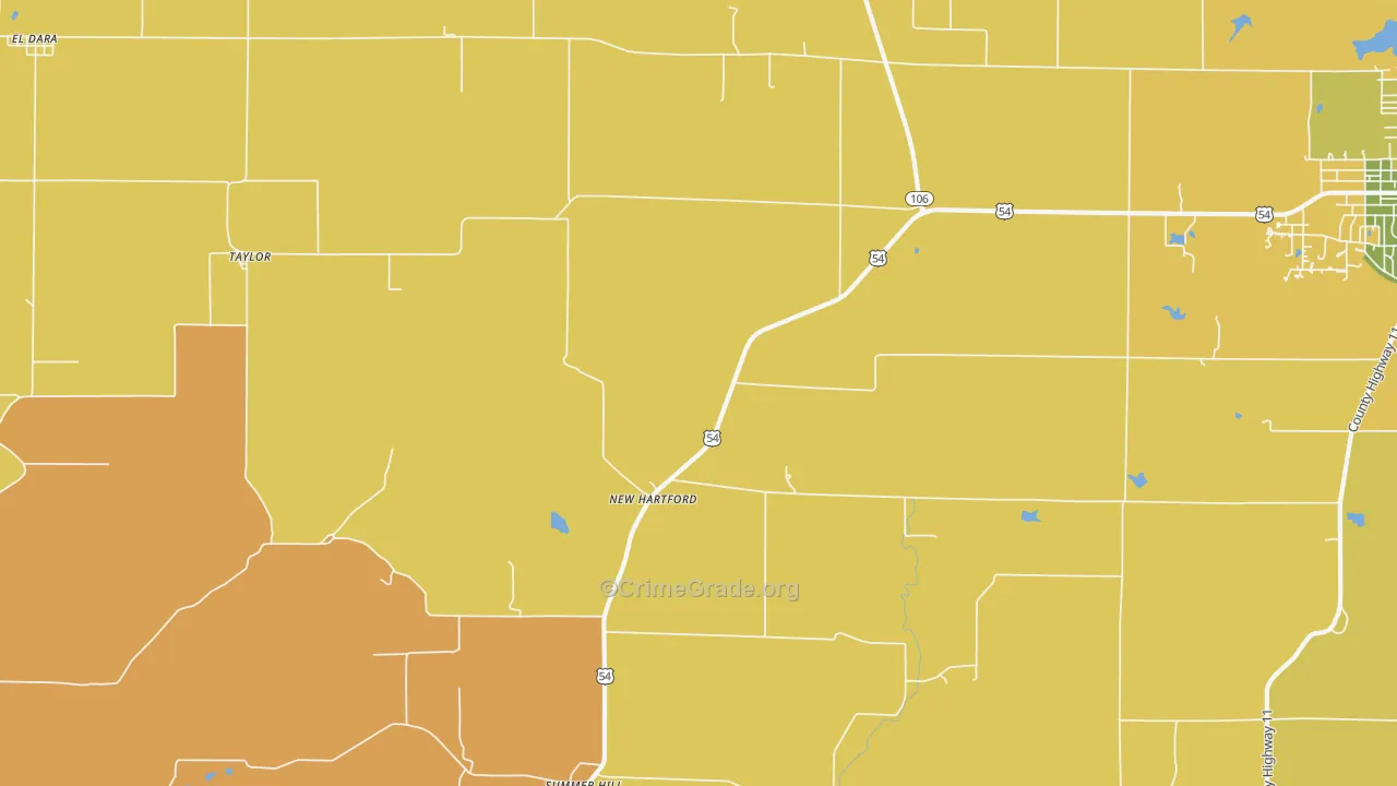 New Hartford, IL Map of Robbery Rates