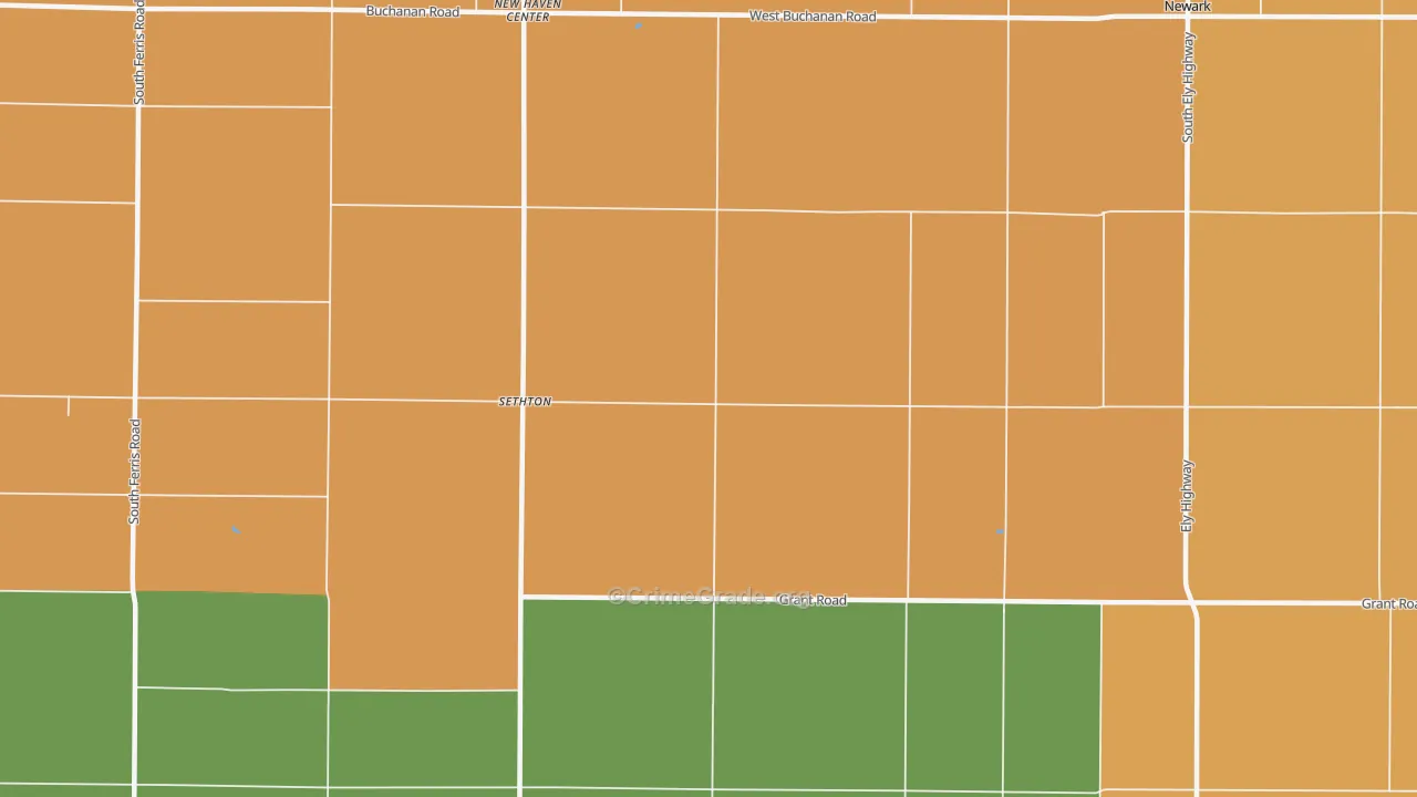 New Haven Center, MI Map of Robbery Rates