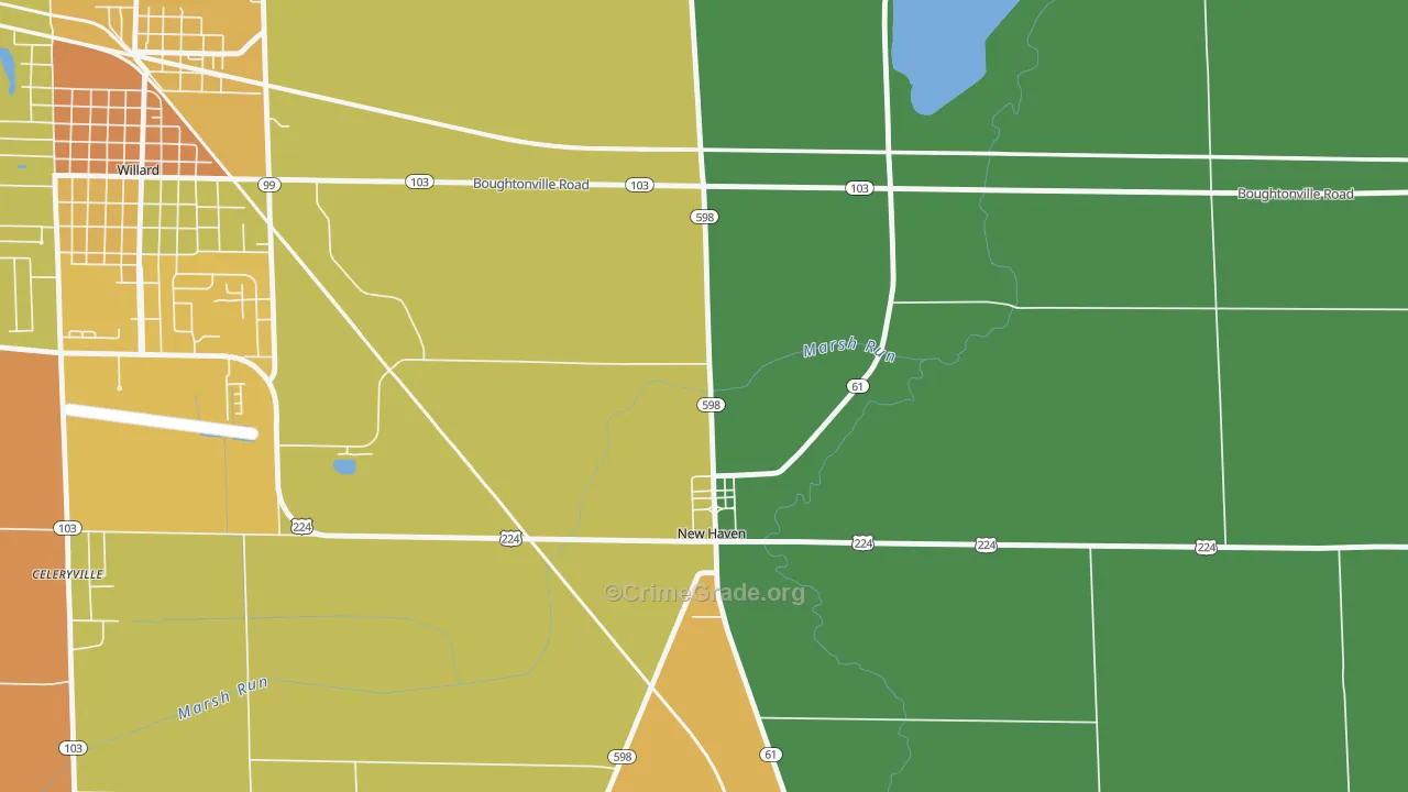 New Haven, OH Map of Robbery Rates