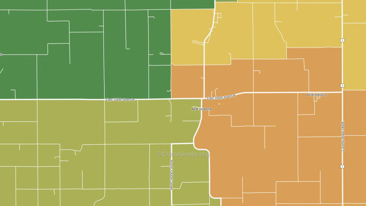 New Hebron, IL Map of Robbery Rates