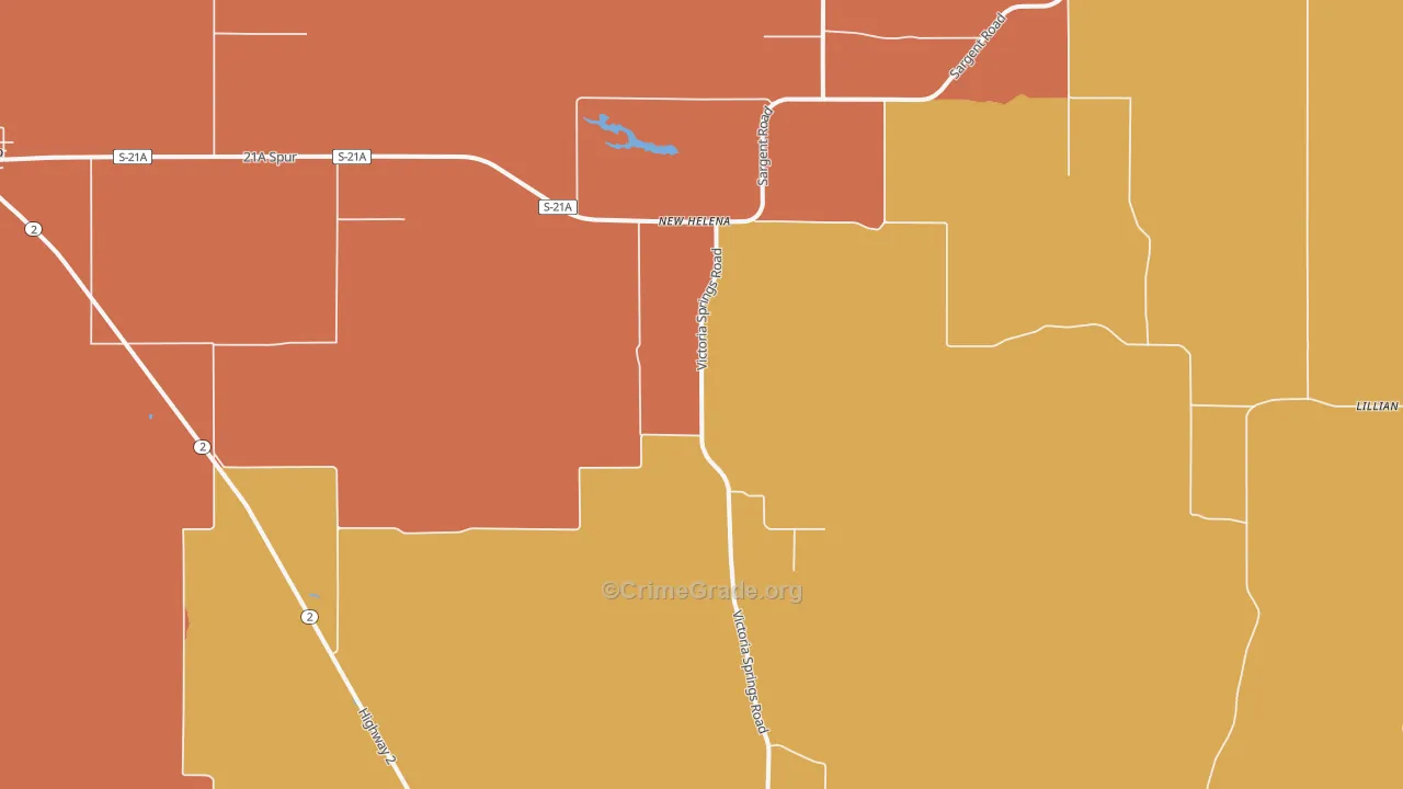 New Helena, NE Map of Robbery Rates