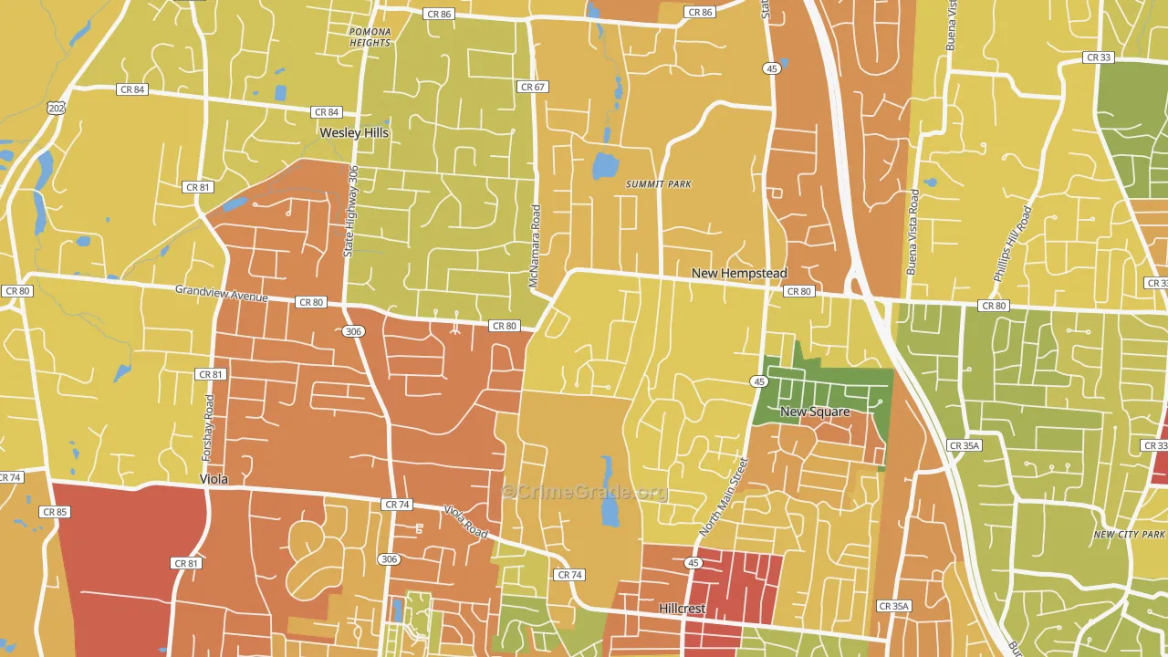 New Hempstead, NY Map of Robbery Rates