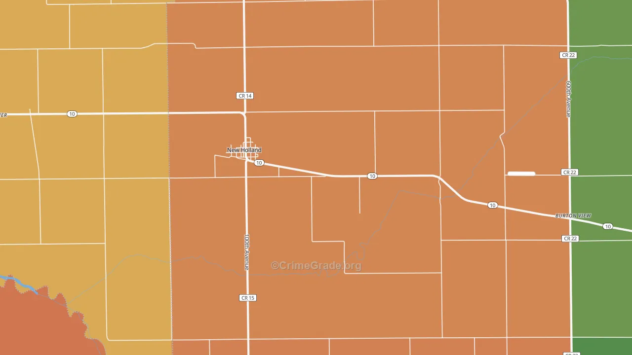 New Holland, IL Map of Robbery Rates
