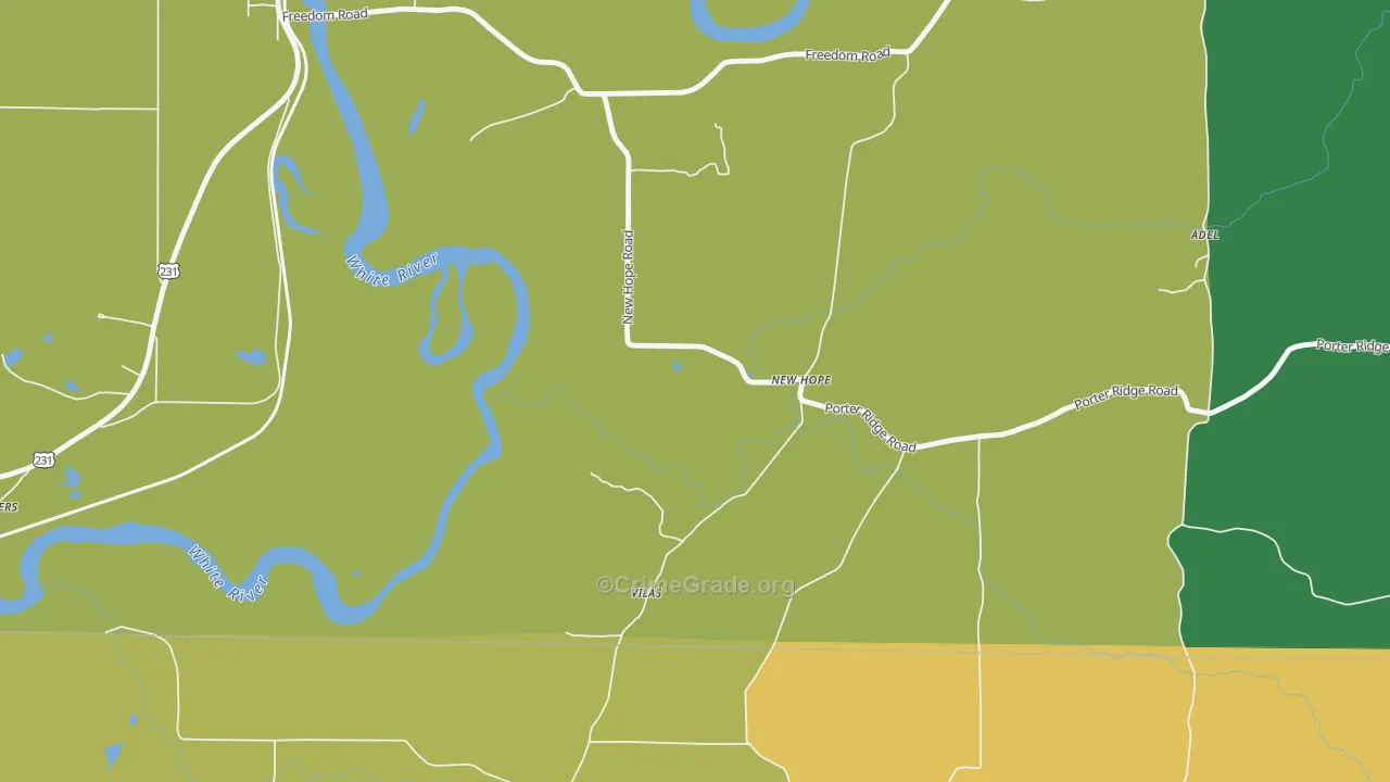New Hope, IN Map of Robbery Rates