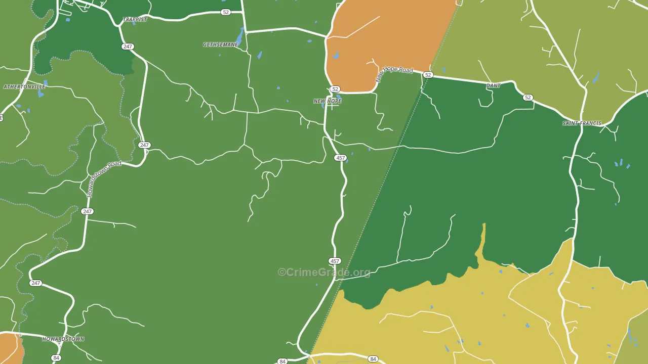 New Hope, KY Map of Robbery Rates