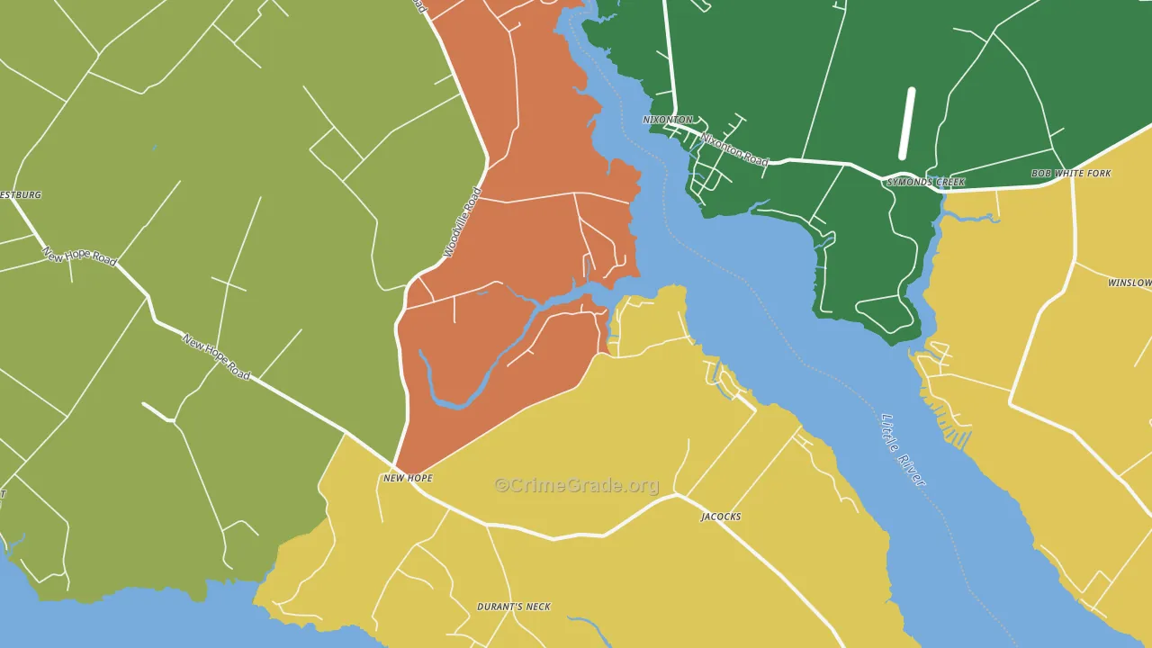New Hope, NC Map of Robbery Rates