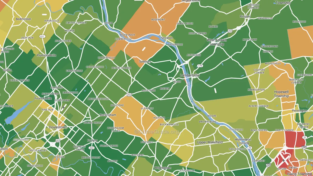 New Hope, PA Map of Robbery Rates