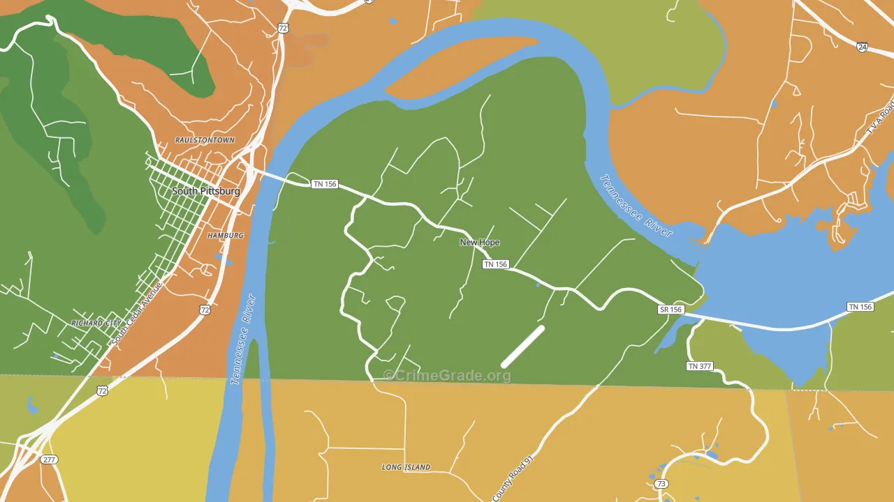 New Hope, TN Map of Robbery Rates