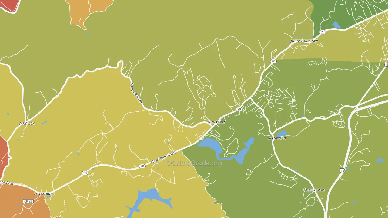 New Hope, WV Map of Robbery Rates