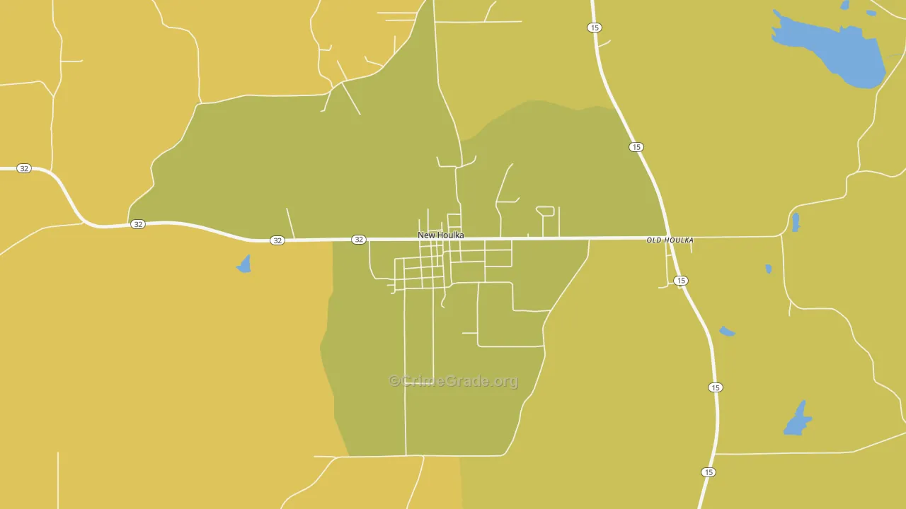 New Houlka, MS Map of Robbery Rates
