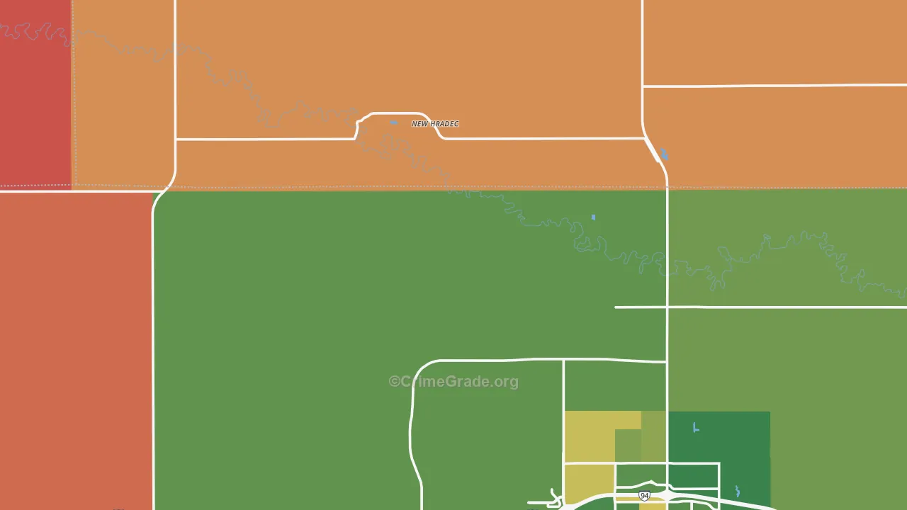 New Hradec, ND Map of Robbery Rates