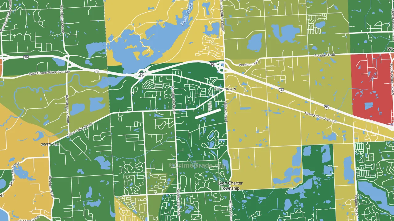 New Hudson, MI Map of Robbery Rates