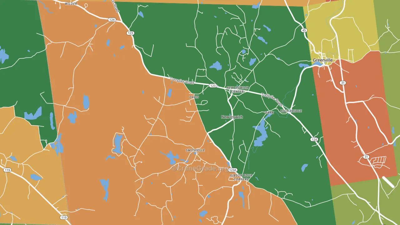 New Ipswich, NH Map of Robbery Rates