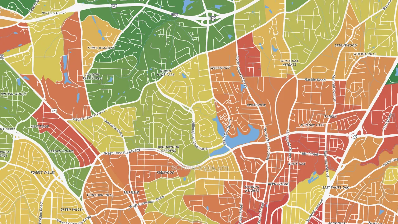 New Irving Park, Greensboro, NC Map of Robbery Rates