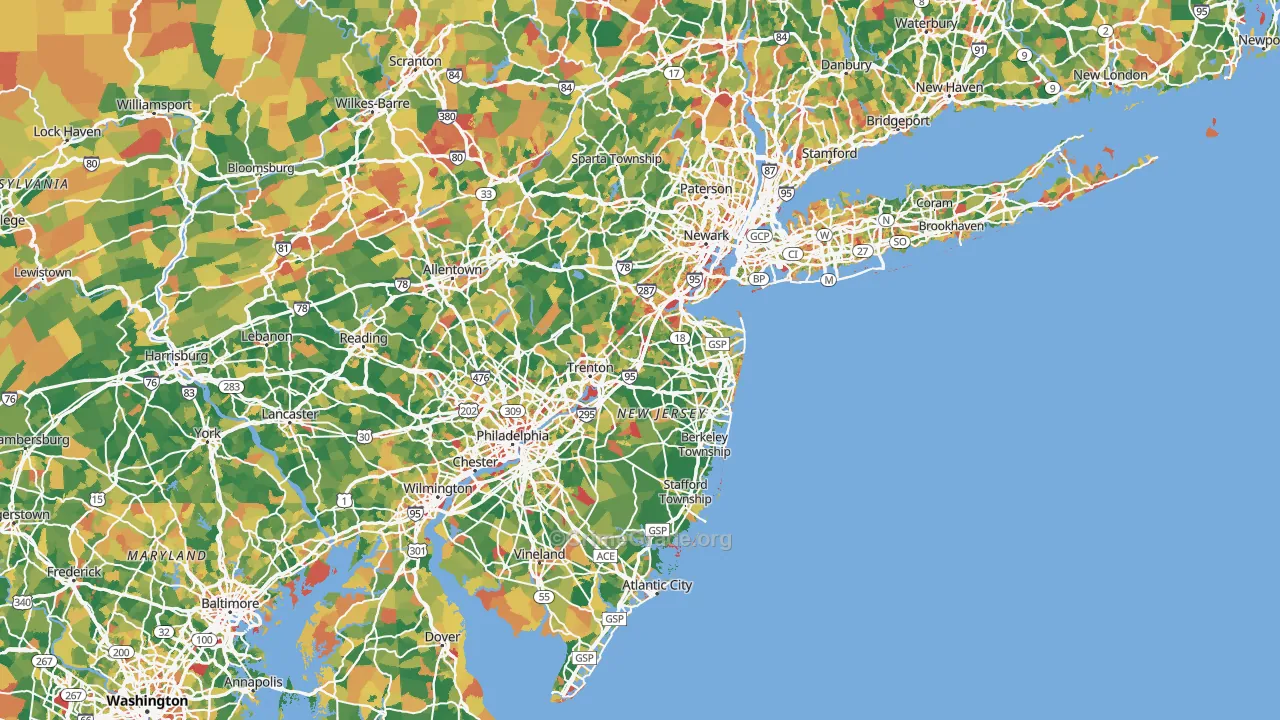 New Jersey Map of Robbery Rates