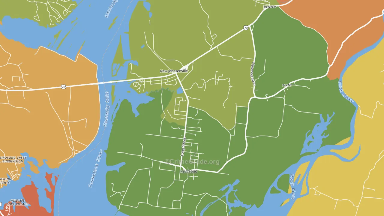 New Johnsonville, TN Map of Robbery Rates