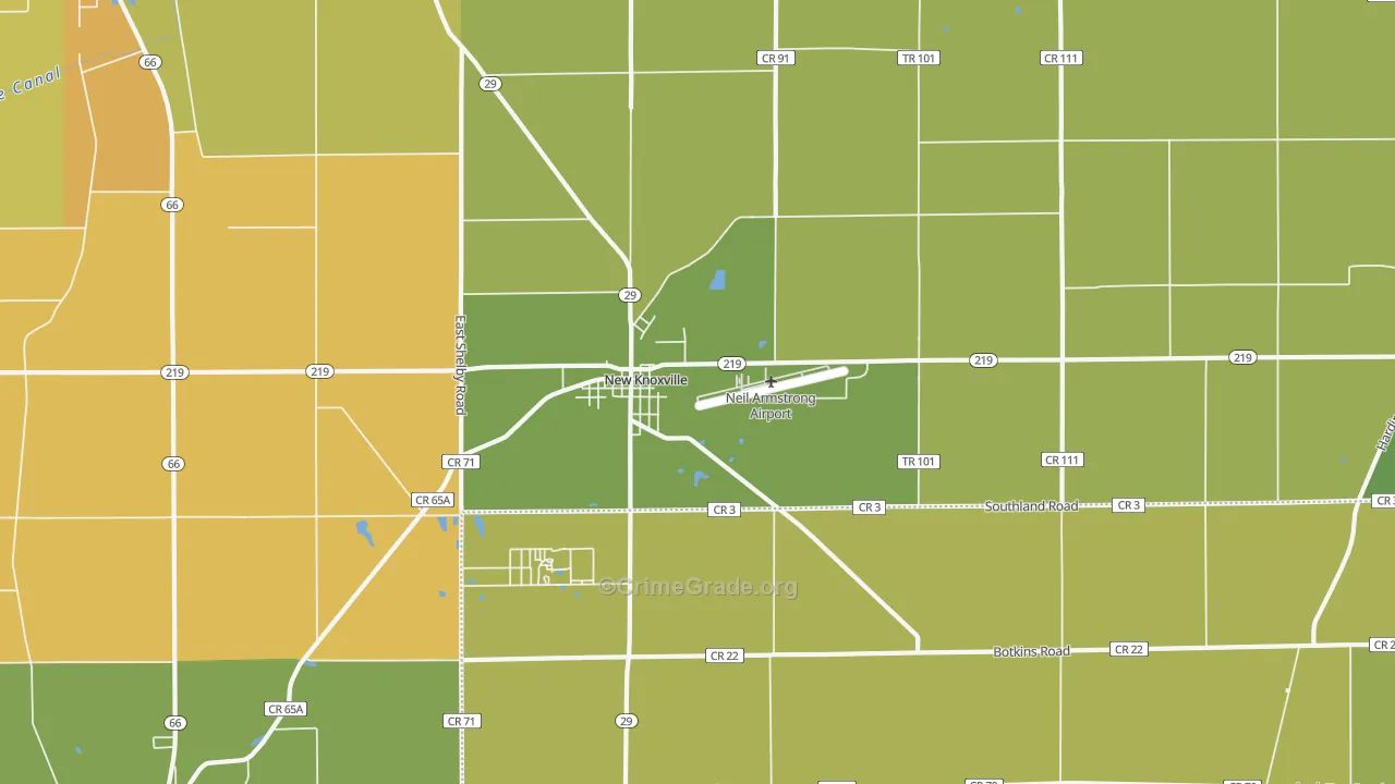 New Knoxville, OH Map of Robbery Rates