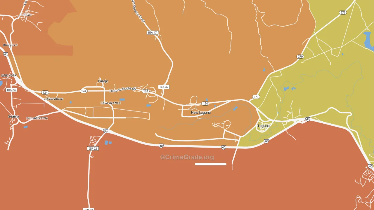 New Laguna, NM Map of Robbery Rates