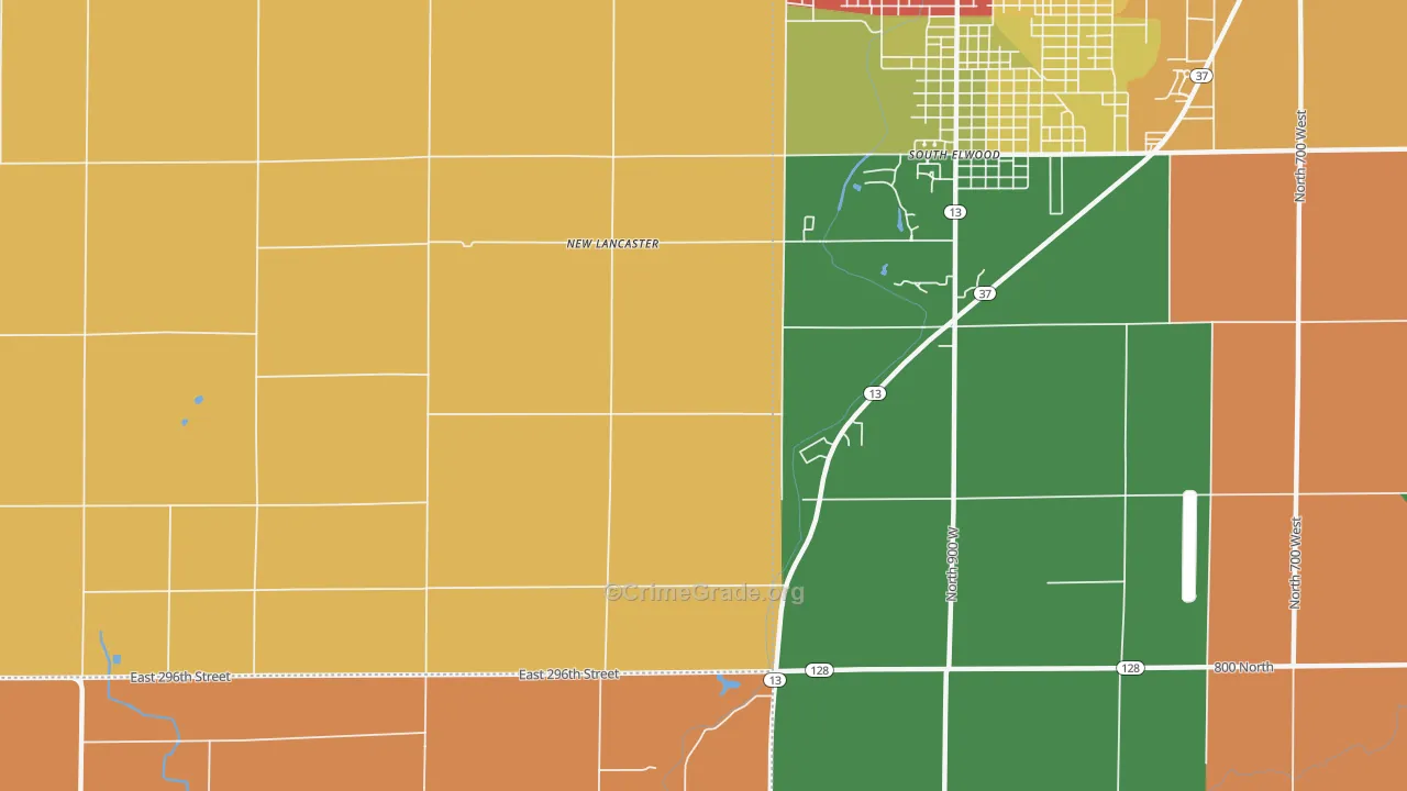 New Lancaster, IN Map of Robbery Rates