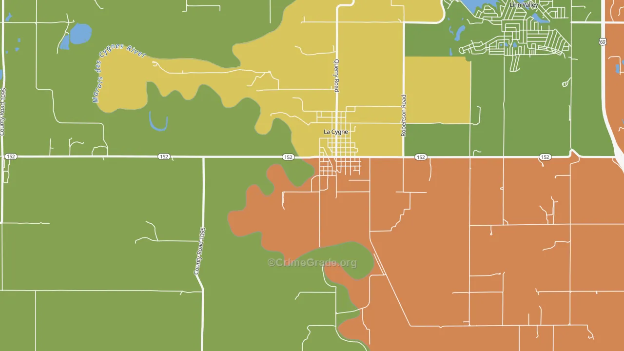 New Lancaster, KS Map of Robbery Rates