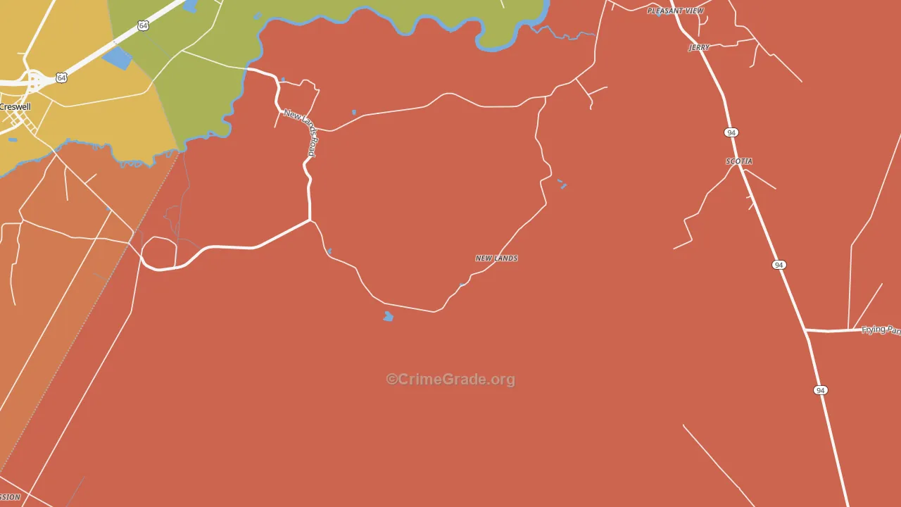 New Lands, NC Map of Robbery Rates