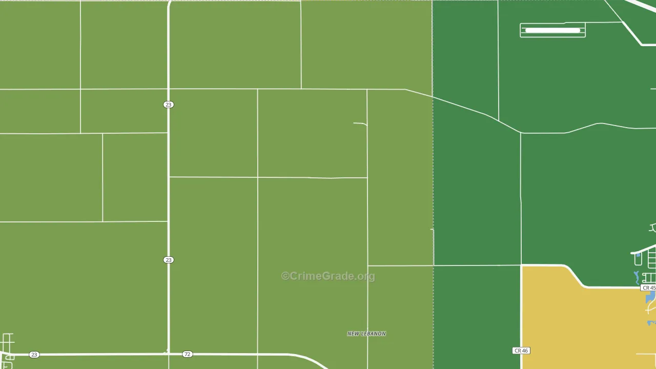 New Lebanon, IL Map of Robbery Rates
