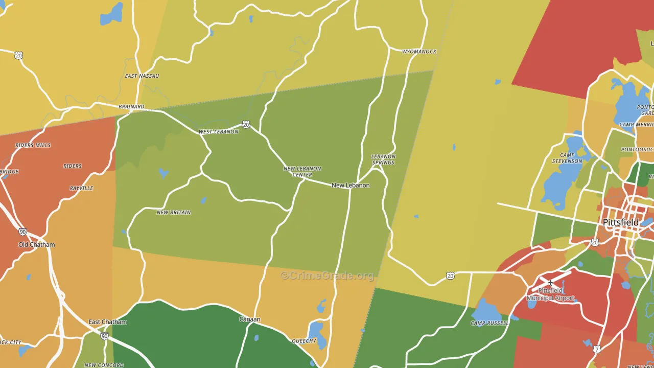 New Lebanon, NY Map of Robbery Rates