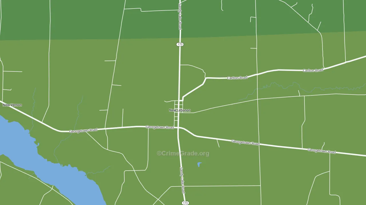 New Lebanon, PA Map of Robbery Rates