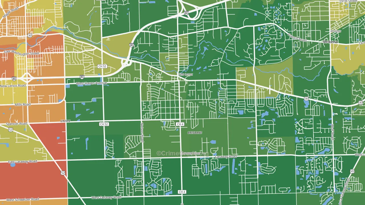 New Lenox, IL Map of Robbery Rates