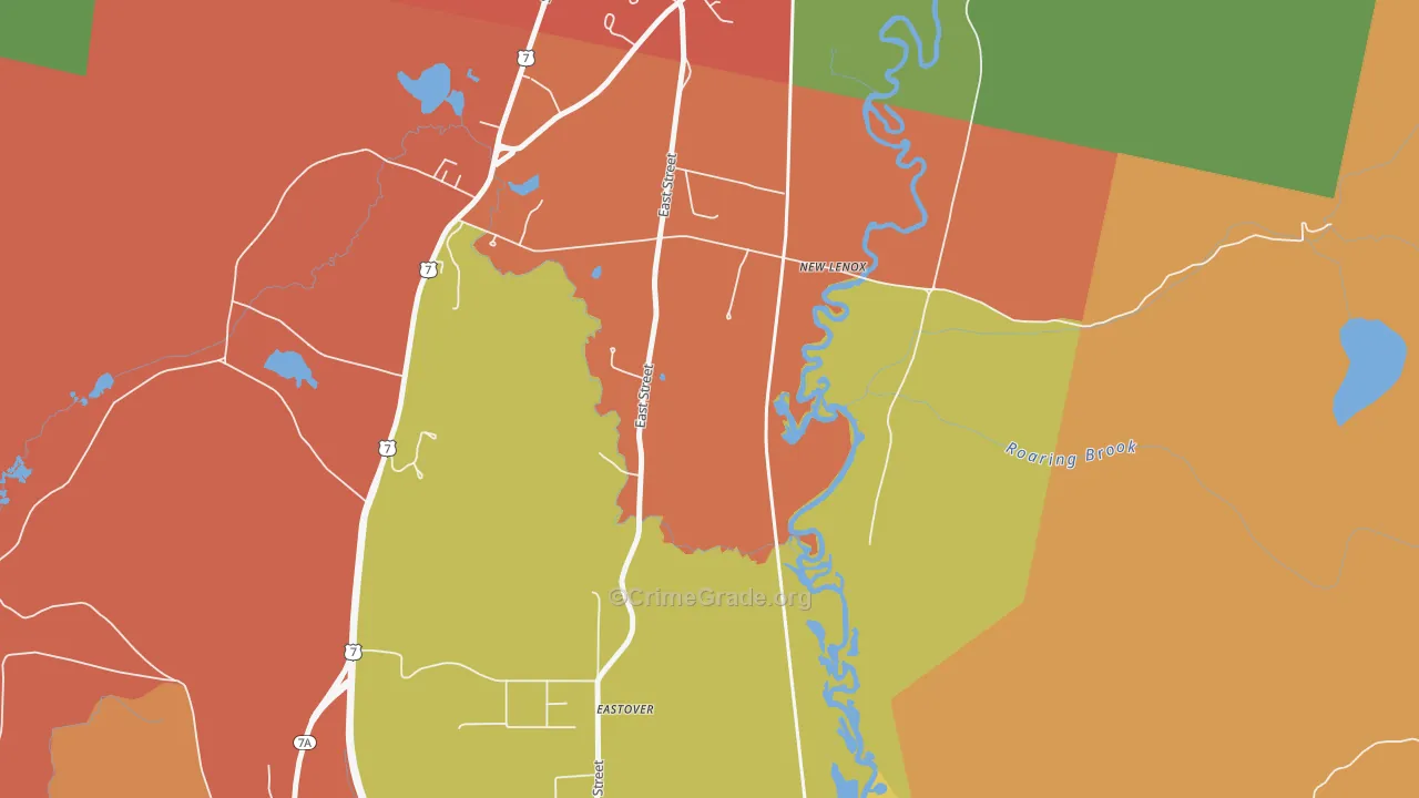 New Lenox, MA Map of Robbery Rates