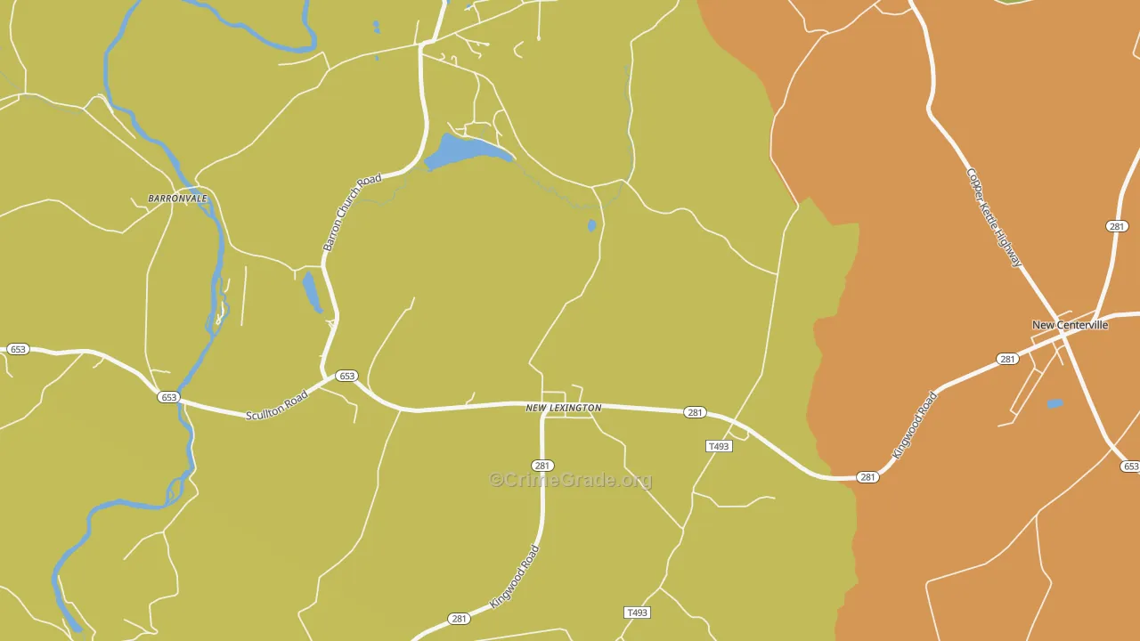 New Lexington, PA Map of Robbery Rates