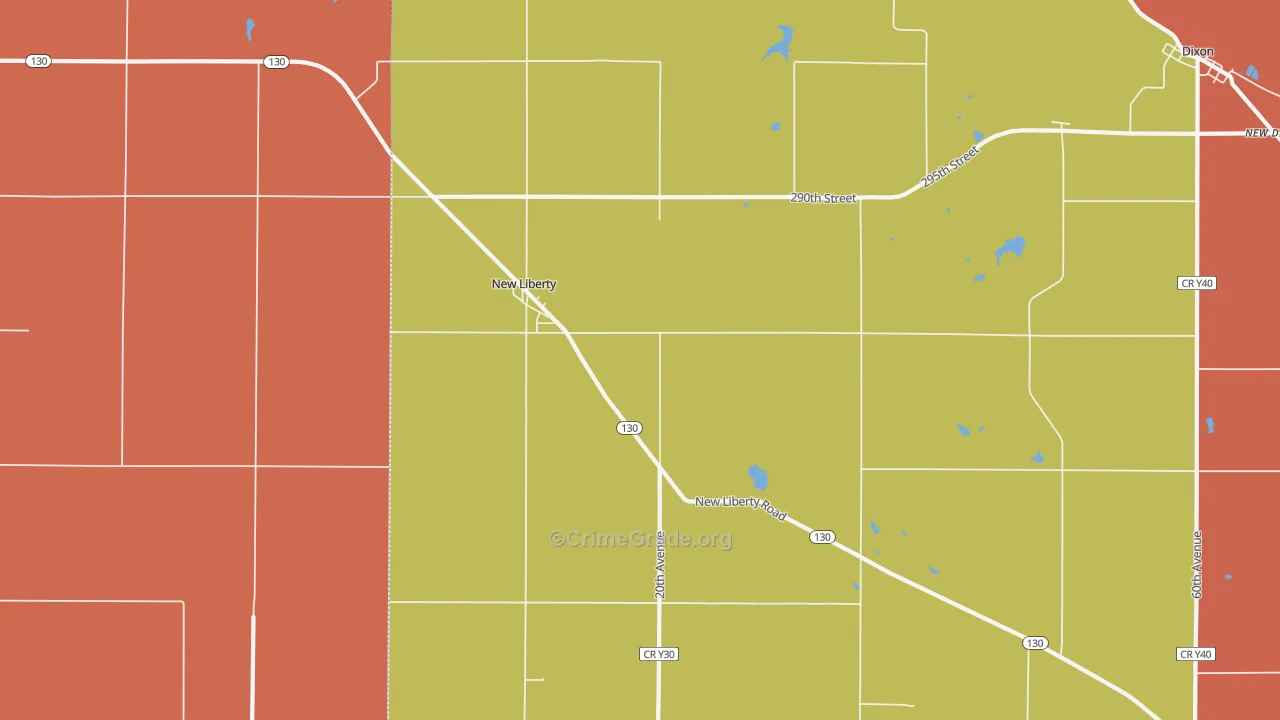 New Liberty, IA Map of Robbery Rates
