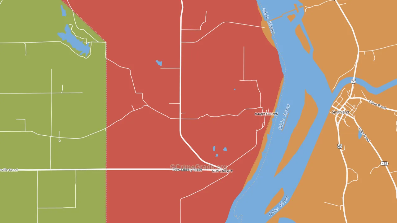 New Liberty, IL Map of Robbery Rates