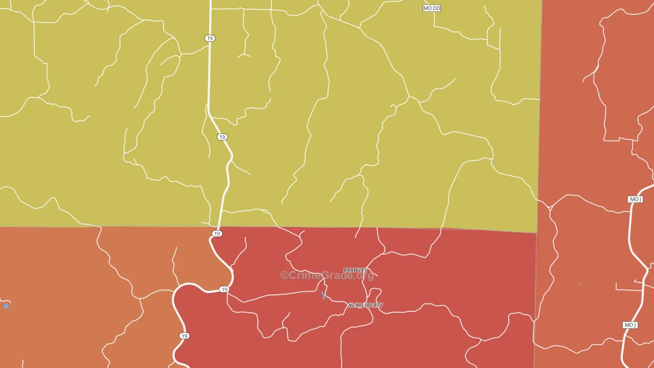 New Liberty, MO Map of Robbery Rates