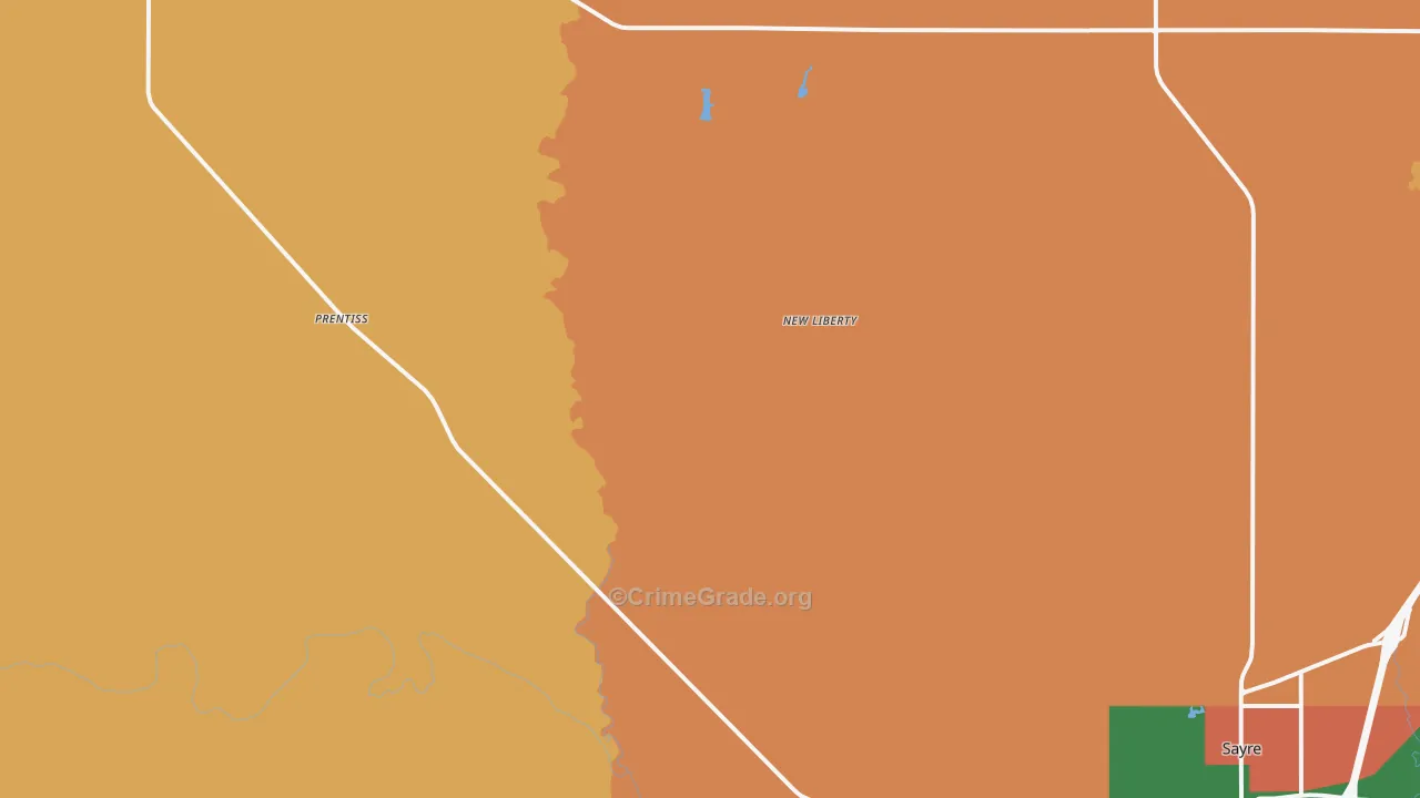New Liberty, OK Map of Robbery Rates