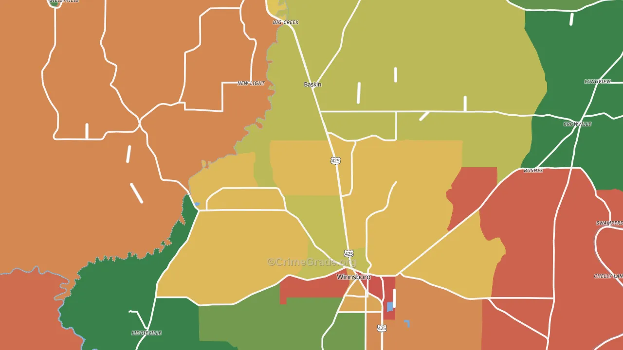New Light, LA Map of Robbery Rates