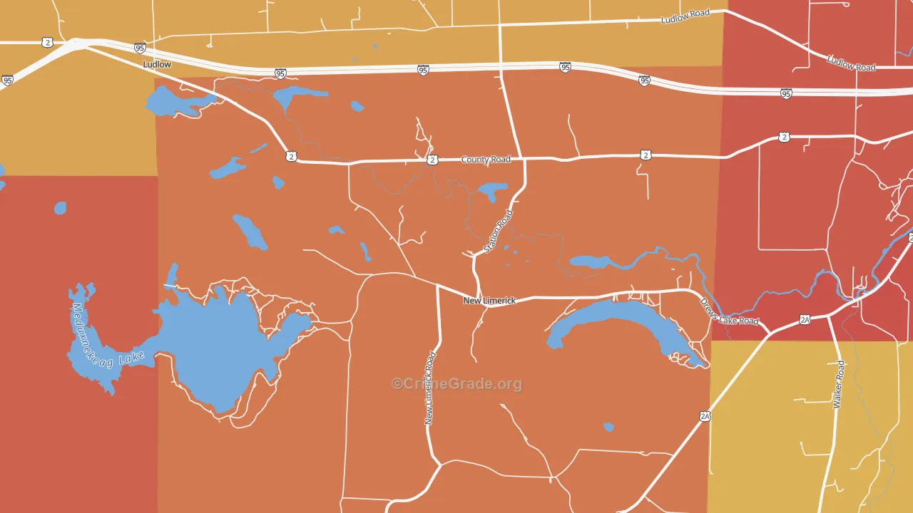 New Limerick, ME Map of Robbery Rates