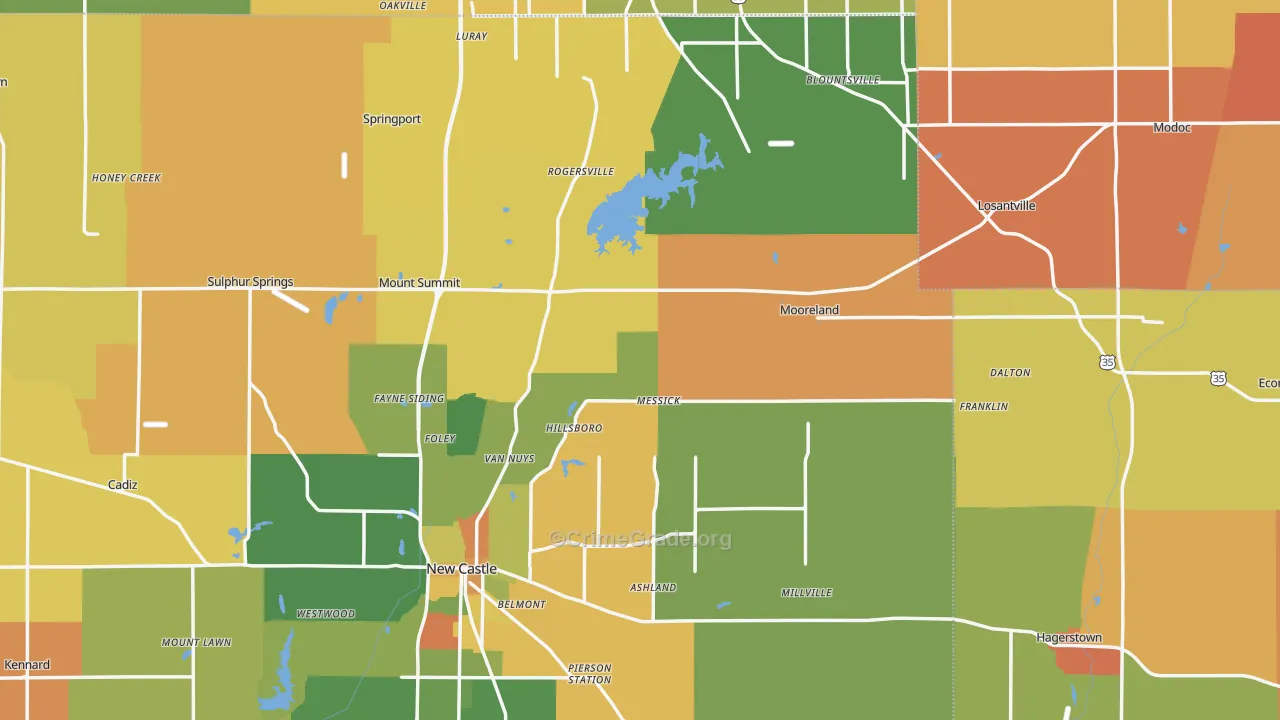 New Lisbon, IN Map of Robbery Rates