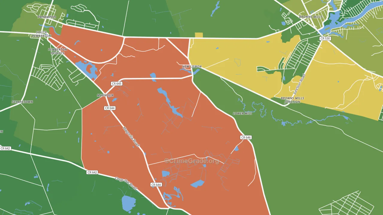 New Lisbon, NJ Map of Robbery Rates